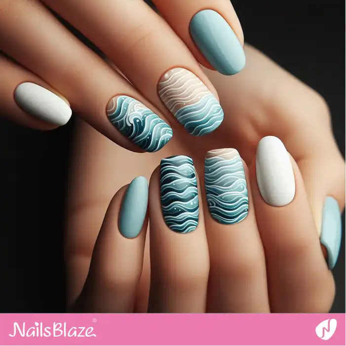 Matte Nails with Gradient Ocean Pattern | Save the Ocean Nails - NB3264